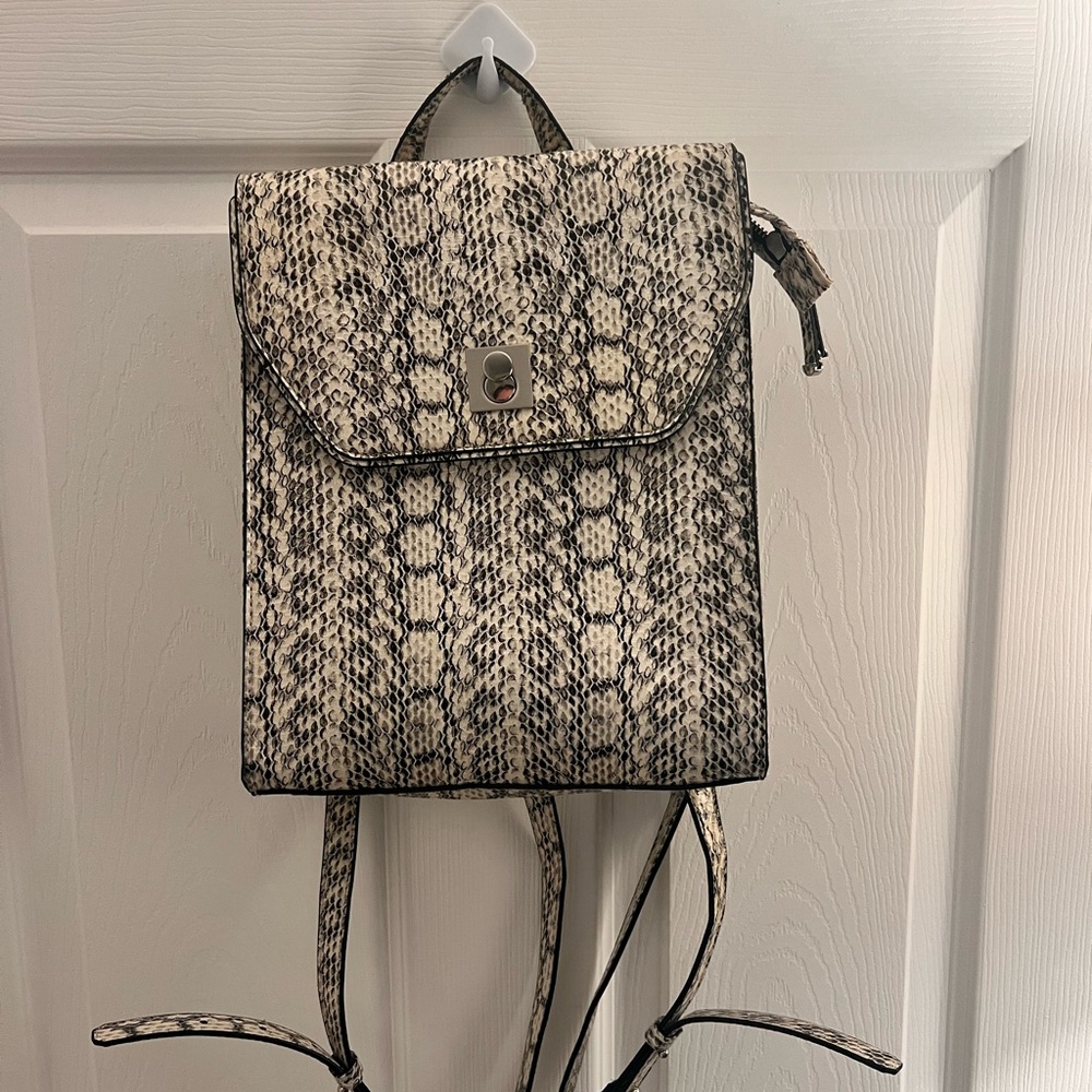 Alfani Black and Cream Snakeskin Backpack‎